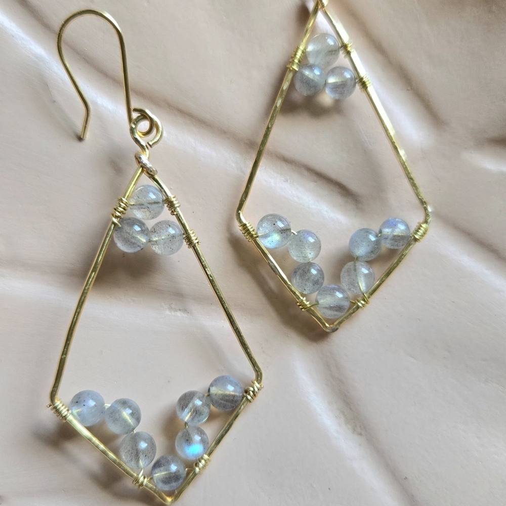 Gray moonstone earrings - Picture 2 of 5